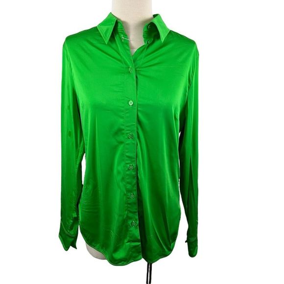 NWOT STELLA MCCARTNEY‎ Daria Button-Up Shirt in Bright Green (8) - Picture 9 of 10